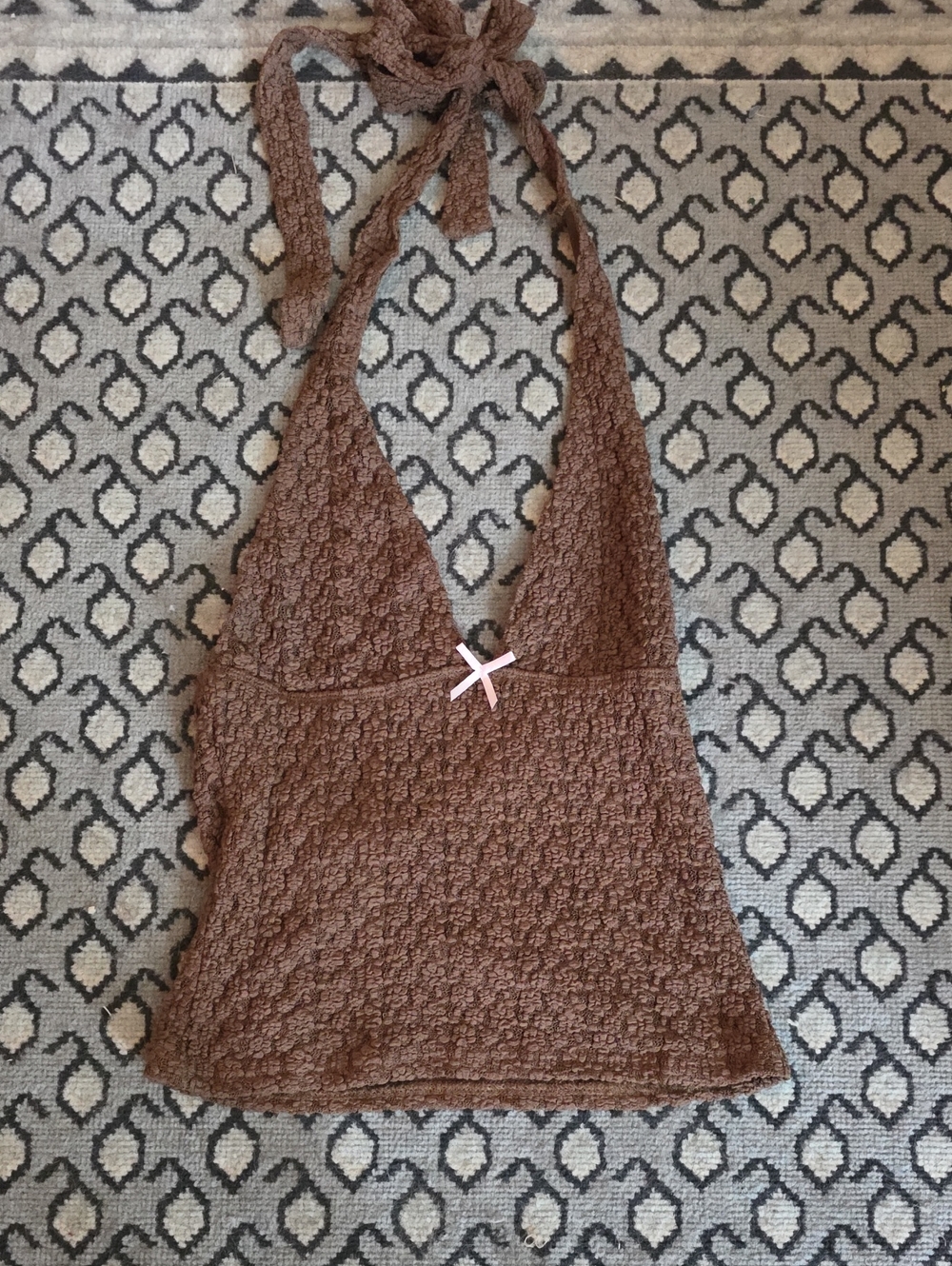 Edikted Brown Textured Halter Tank Top